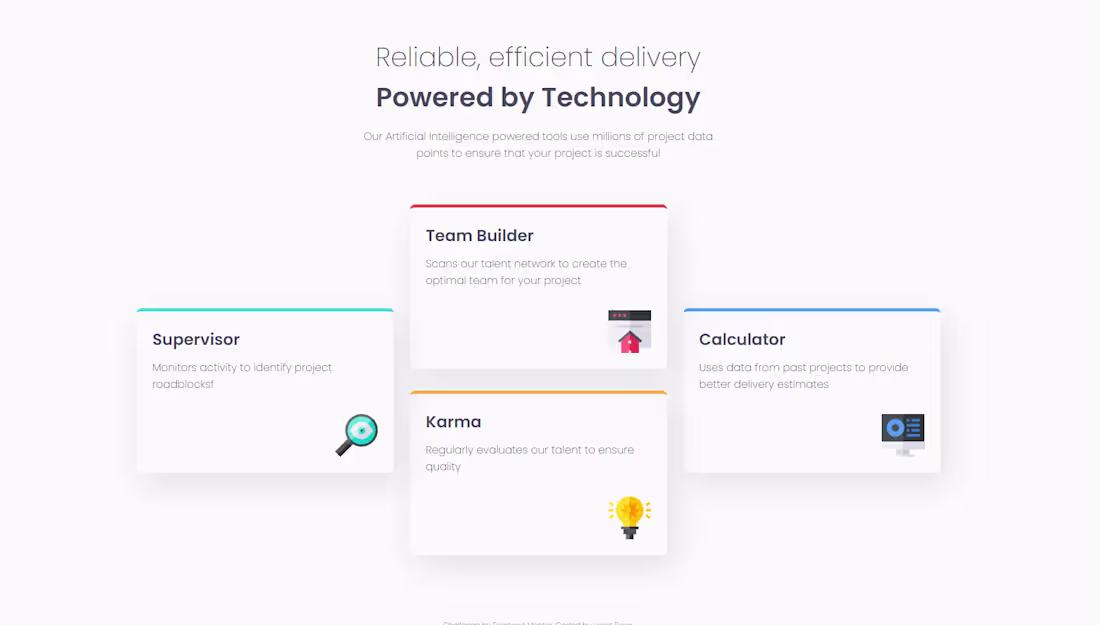 Cover image for Four card feature section solution