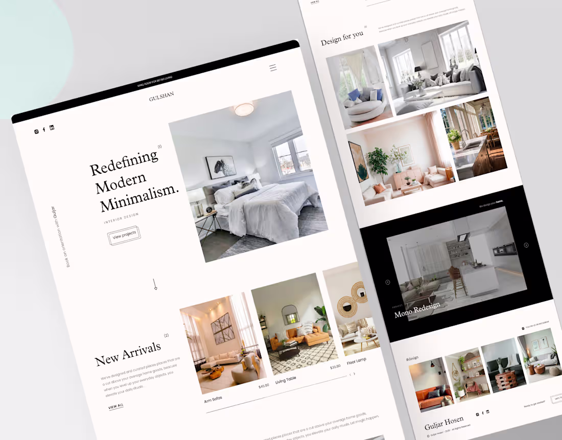 Cover image for Interior Design Landing – Modern Website UI/UX Design