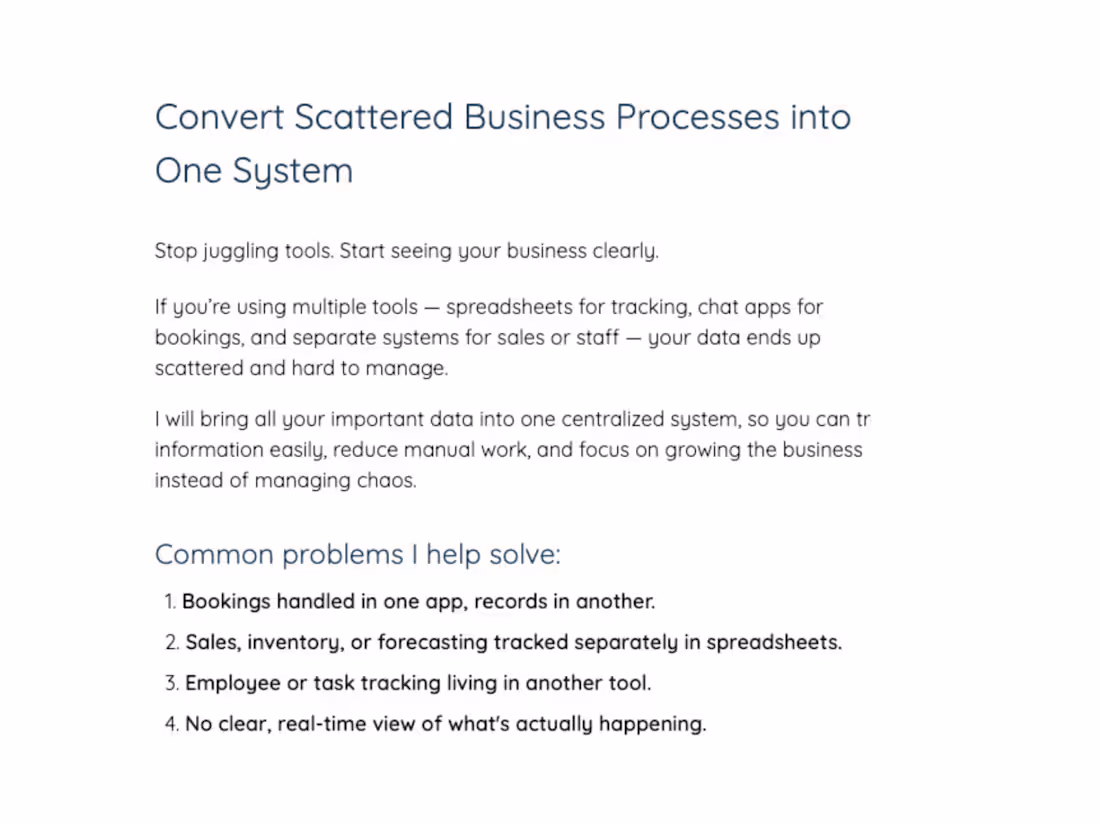 Cover image for Convert scattered business process into one system.