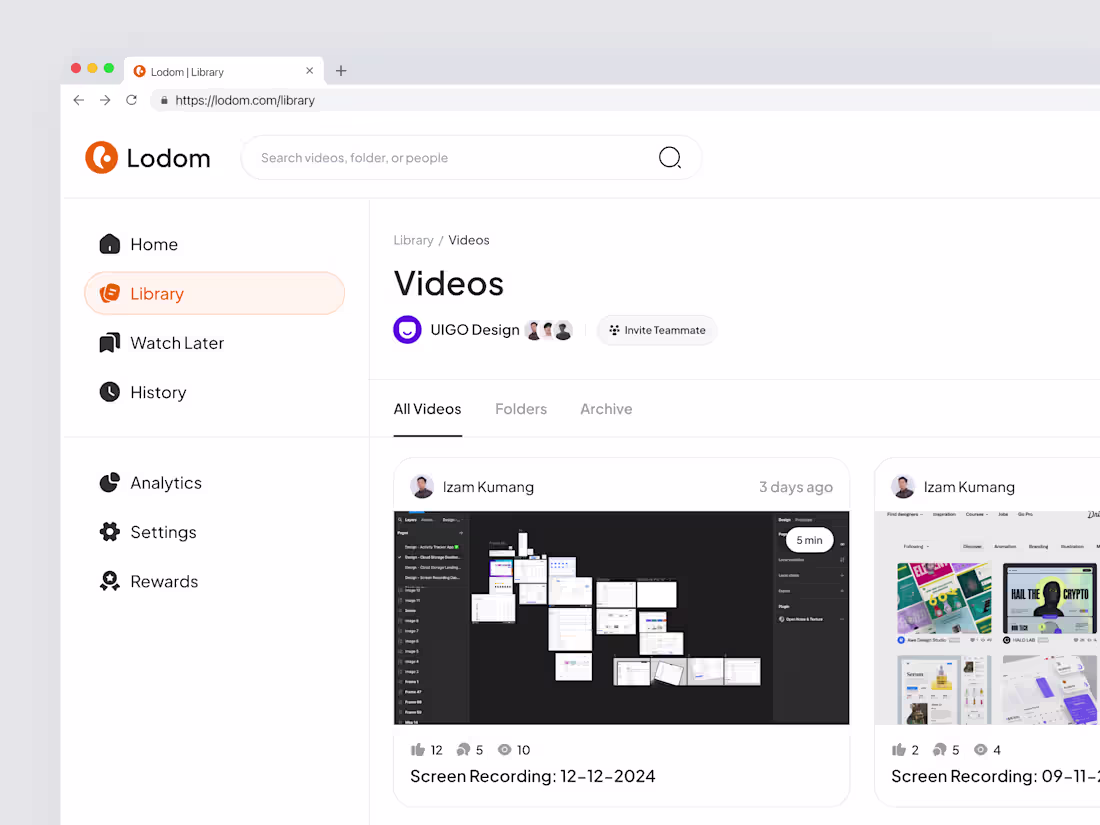 Cover image for Lodom Screen Recorder - Dashboard Library