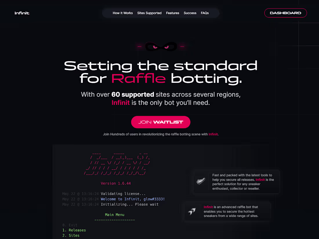 Cover image for Infinit Bot | Setting the standard for Raffle botting