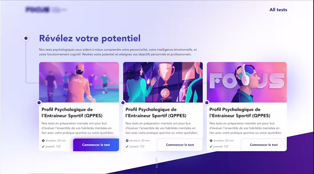 Cover image for Psychological tests platform 