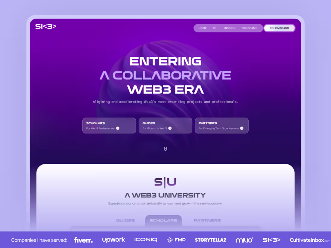 Cover image for Homepage Redesign for SI3 Web3 Organization