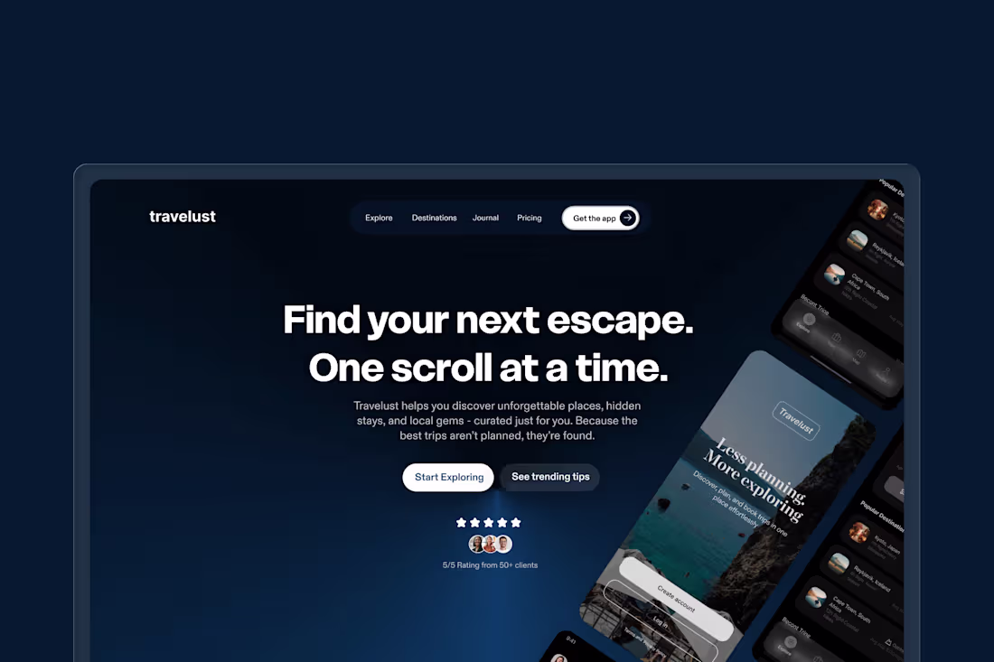 Cover image for Travel app landing page...