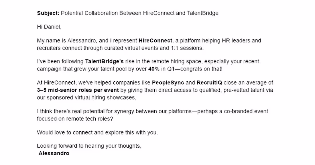 Cover image for Cold Outreach Sample 3: Offering a Collaboration Opportunity (H…