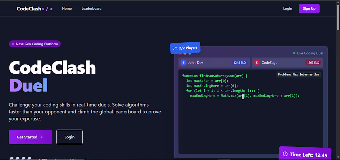 Cover image for Fullstack 1v1 DSA Competition Platform