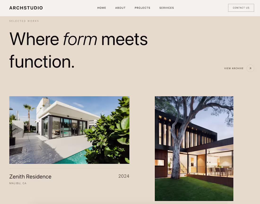 Cover image for Website concept for Architecture Studio