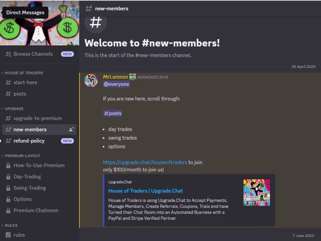 Cover image for House of Traders discord trading channel