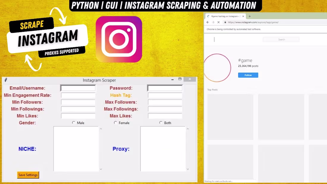 Cover image for Instagram Scraper and Automater (GUI based) - YouTube