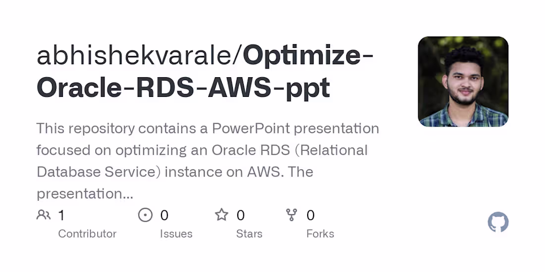 Cover image for abhishekvarale/Optimize-Oracle-RDS-AWS-ppt