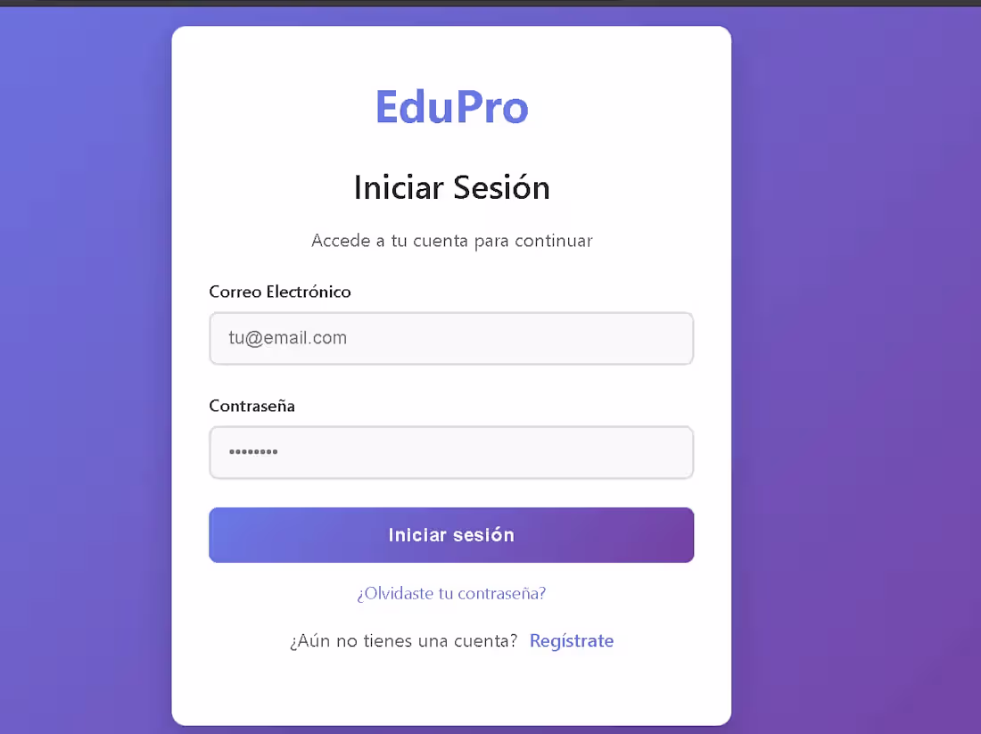 Cover image for EduPro — Educational Platform
Descripción:
Full-stack LMS