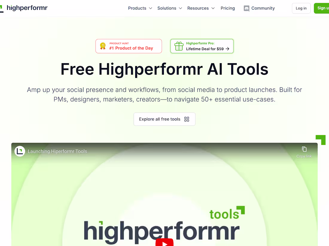 Cover image for Free AI Tools | Highperformr