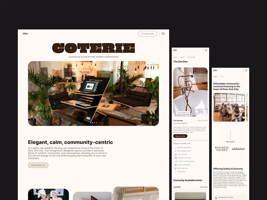 Cover image for Coterie —  Real Estate Site · Framer Template Development