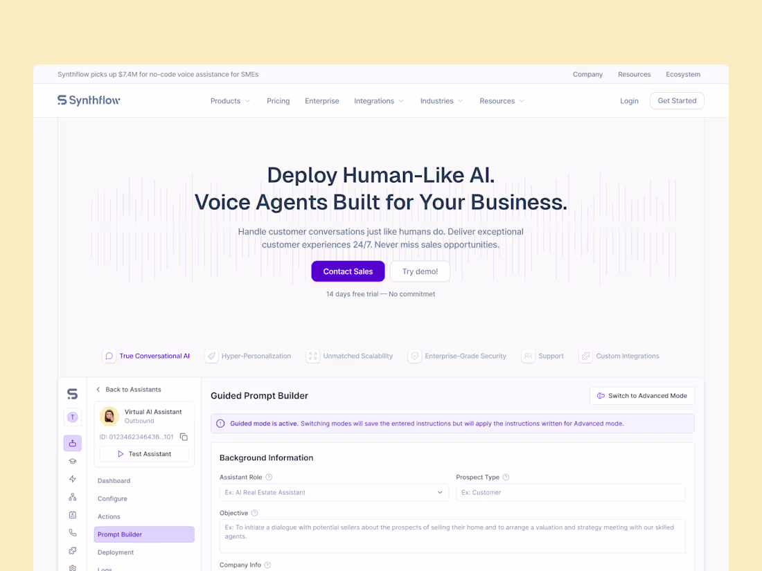 Cover image for Synthflow's Website