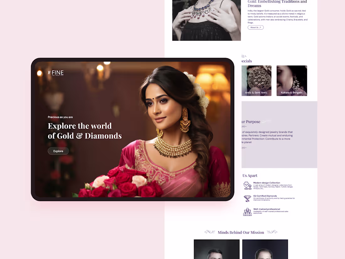 Cover image for Web development & UI/UX Design for Fine Gold & Diamonds