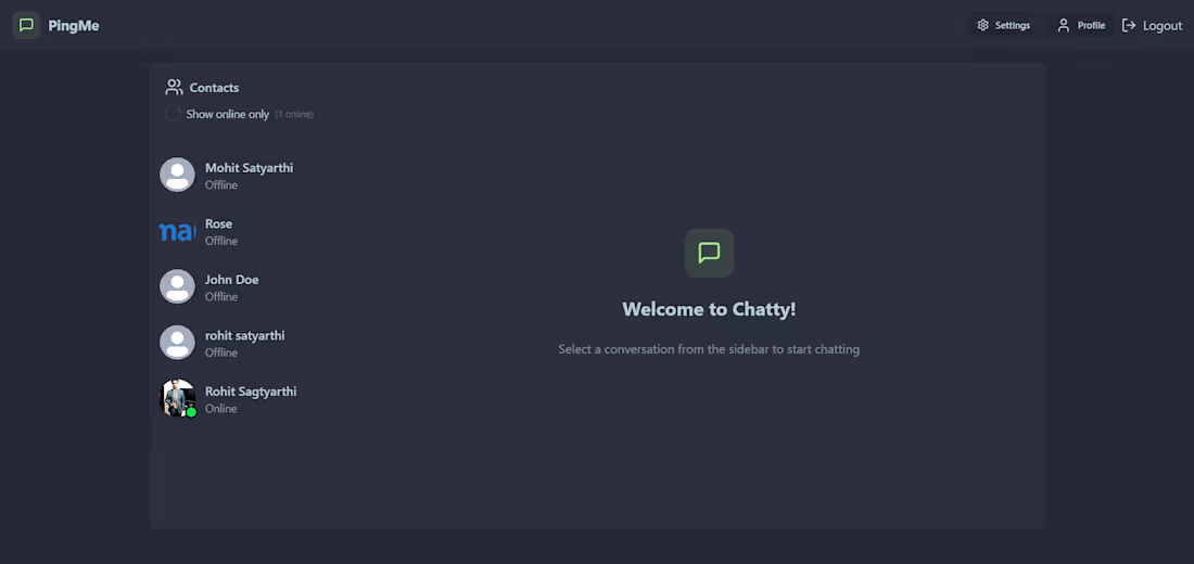 Cover image for PingMe - A real time chatting application.