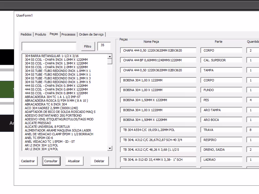 Cover image for Data Entry for a stainless steel tank Factory