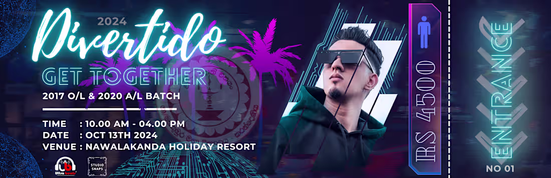 Cover image for Retro Neon-Themed Get-Together Event Tickets Design