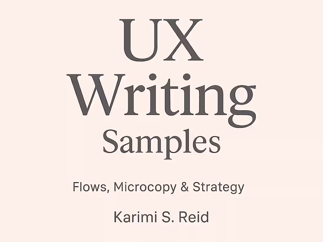 Cover image for UX Writing Samples – Flows, Microcopy & Strategy
