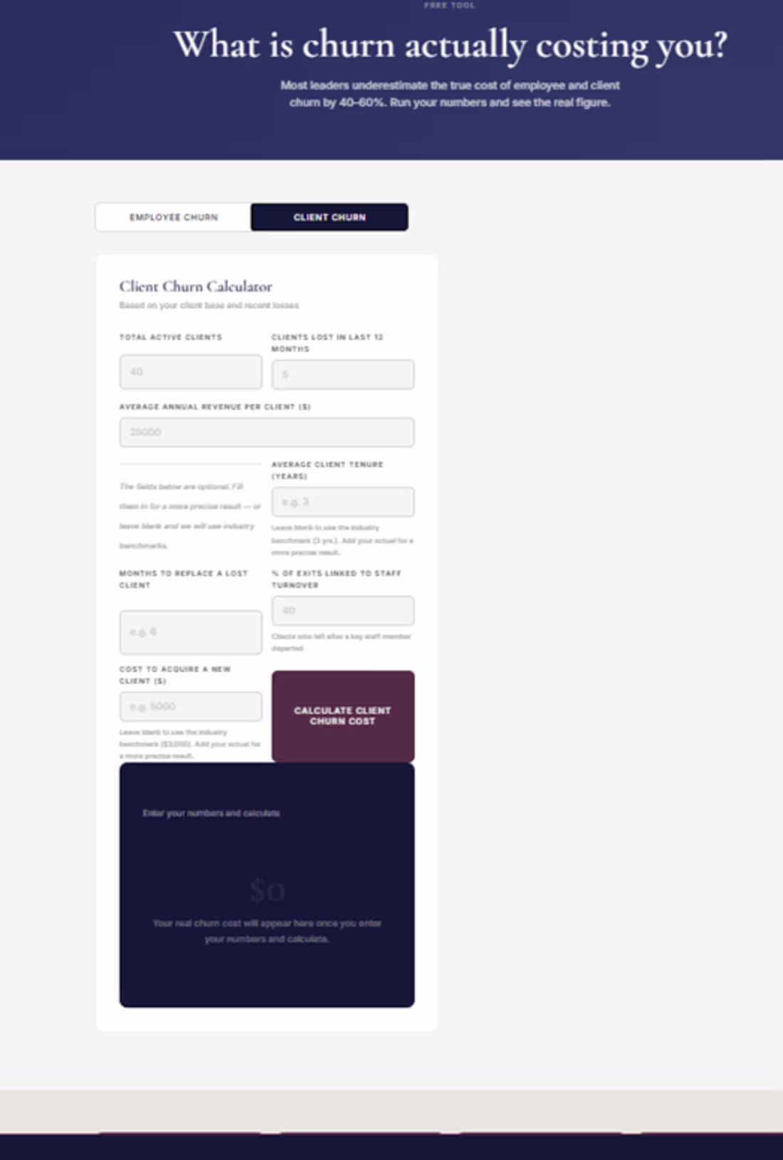 Cover image for Employee & Client Churn Cost