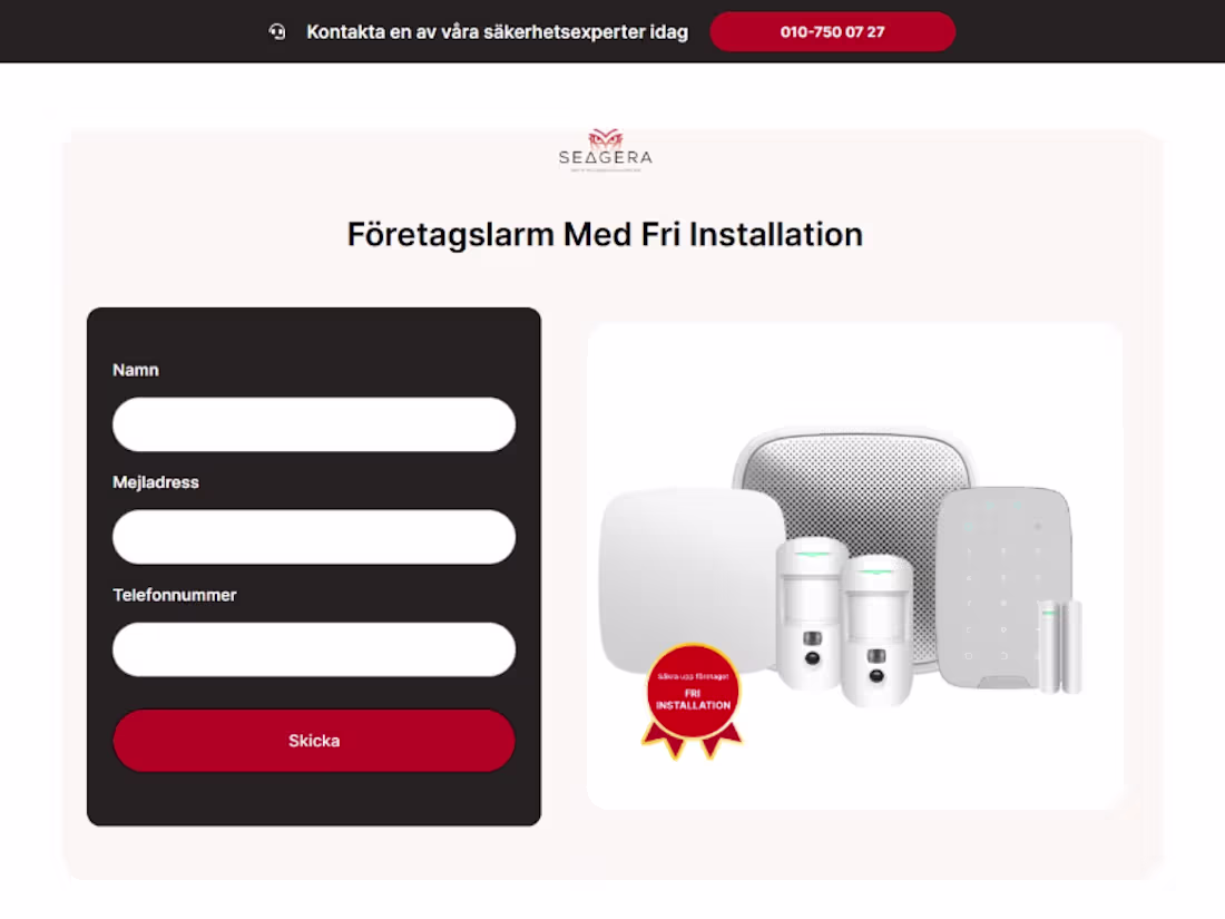 Cover image for Website design Seagera Sweden