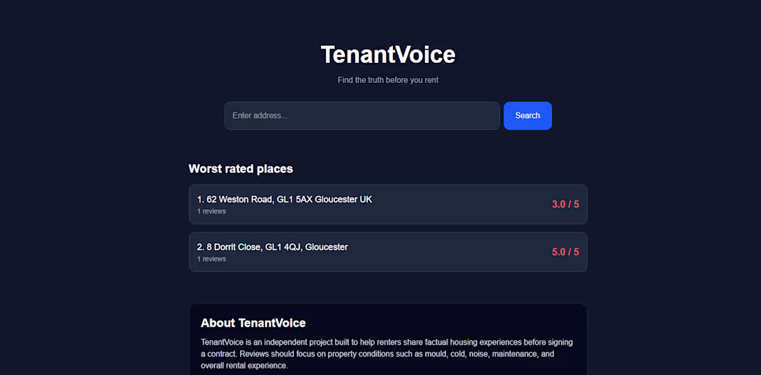 Cover image for TenantVoice is a web platform