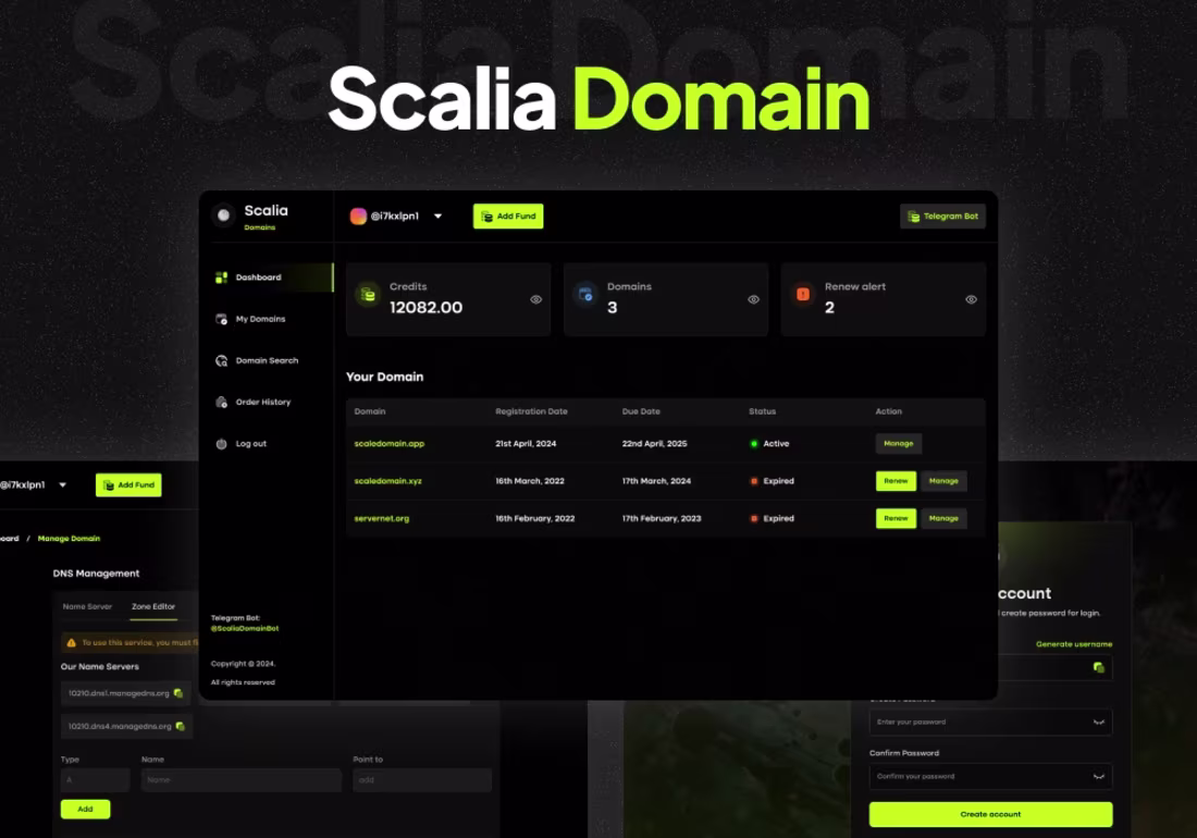 Cover image for Scalia - Domain Management App A modern, high-performance we...