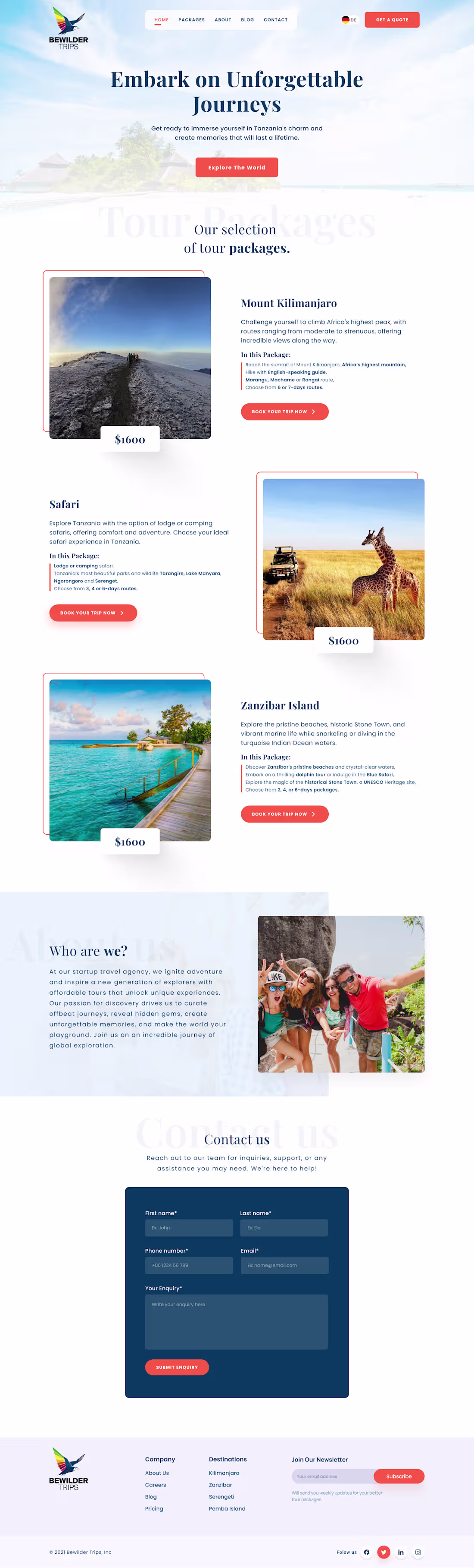 Cover image for Bewilder trips home page design