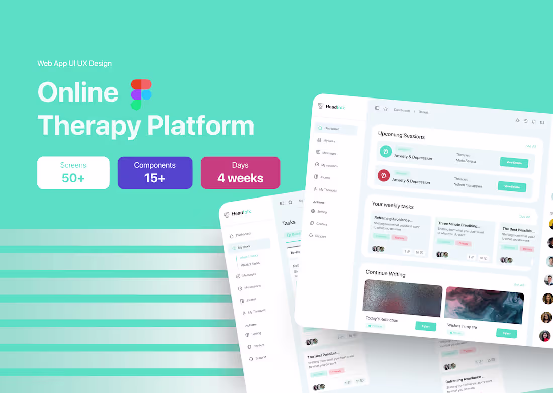 Cover image for Online Therapy Platform | Web App UI UX