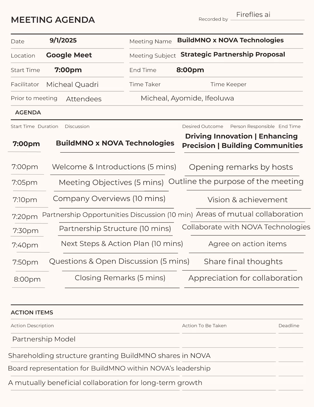 Cover image for Meeting Agenda and Minutes of Meeting
