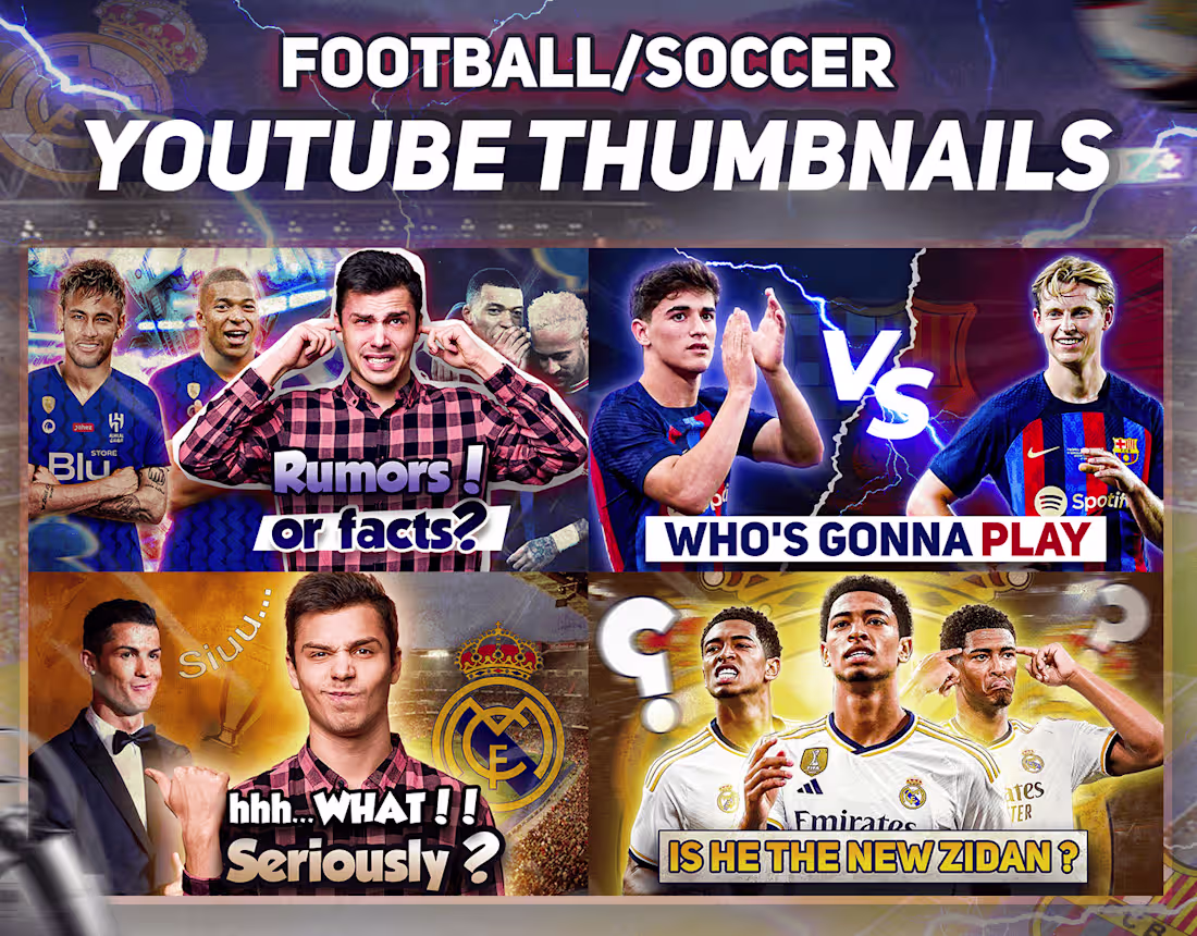 Cover image for Football/Soccer YouTube thumbnails on Behance