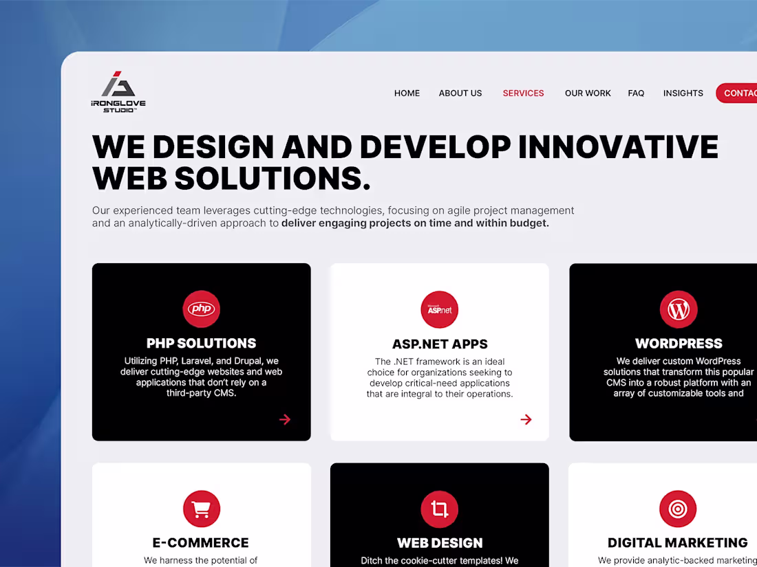 Cover image for IronGlove Studio Web Design