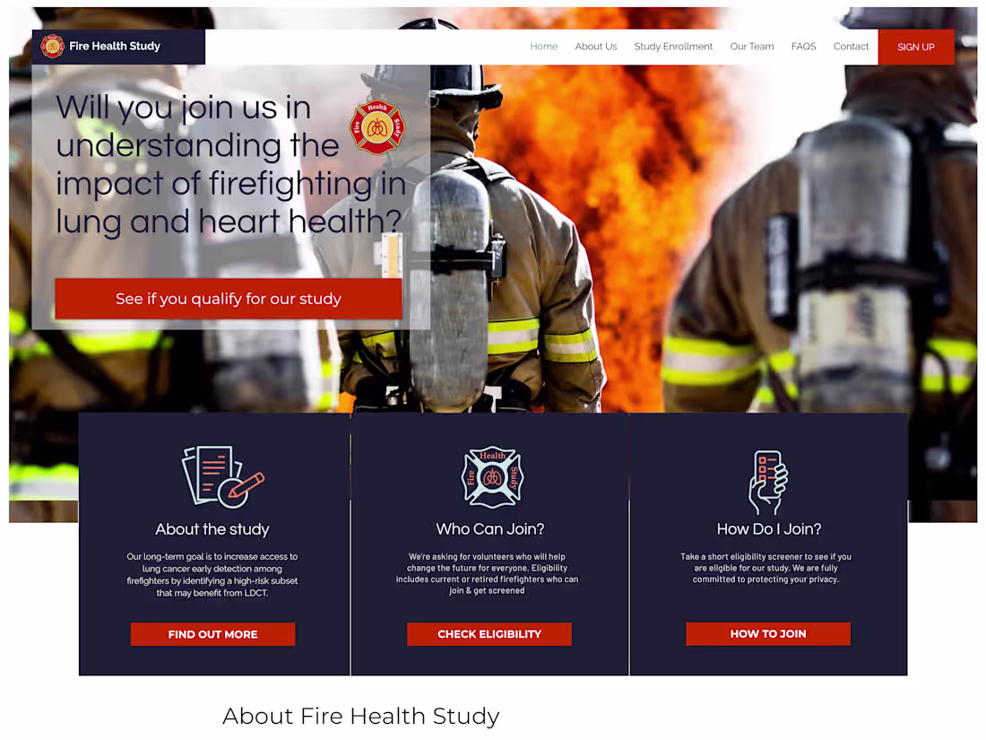 Cover image for The Fire Health Study web