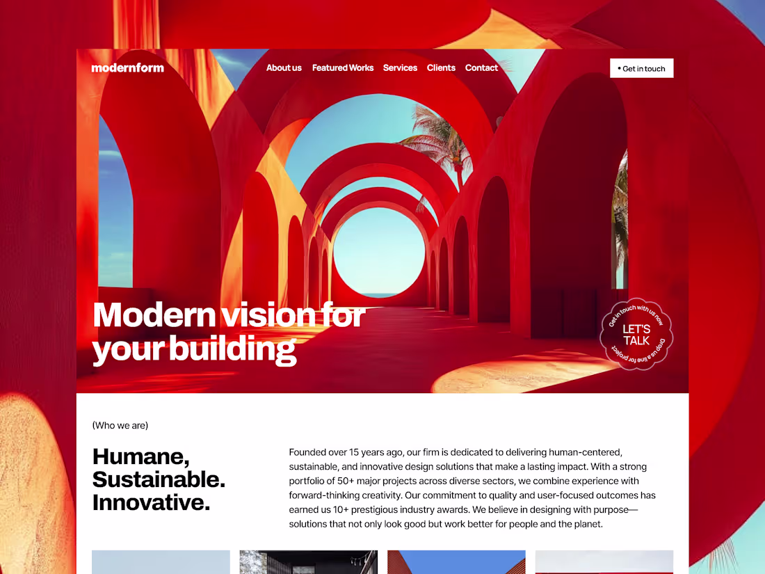 Cover image for Modernform - An Architecture Agency Landing Page Design
