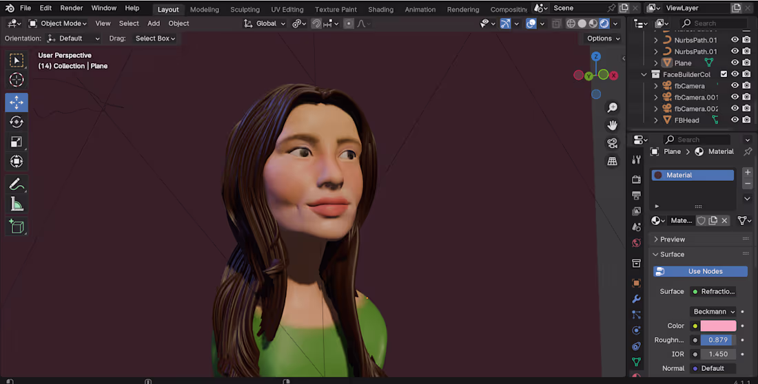 Cover image for Made a 3D model of a face in Blender. Used an extension to i...