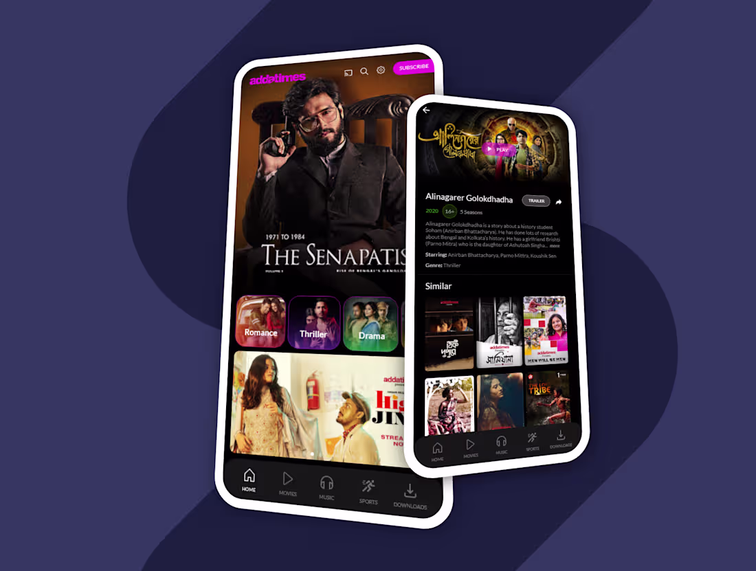 Cover image for Addatimes - Video on demand mobile app