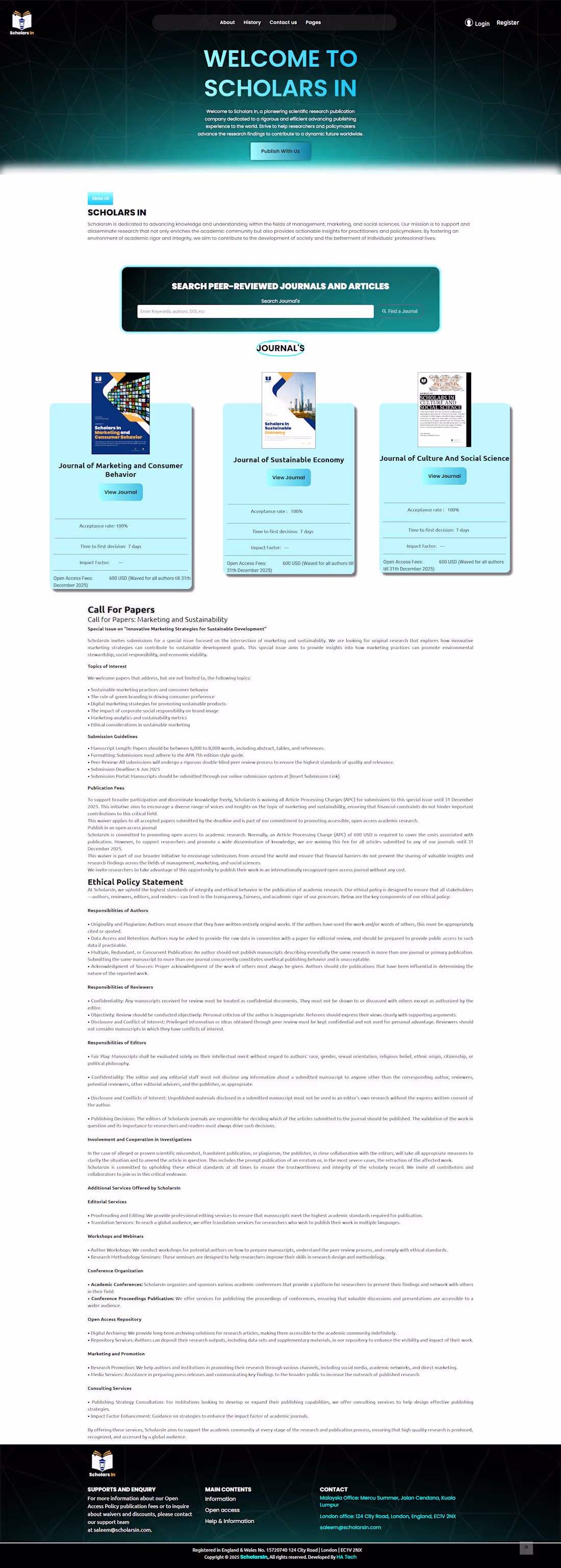 Cover image for Scholars In (Journal Website Development)