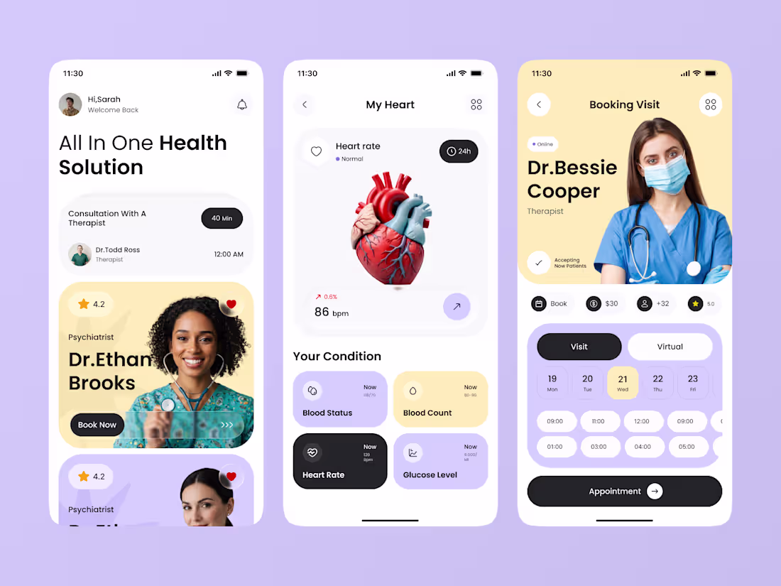 Cover image for Healthcare Mobile App UI Design