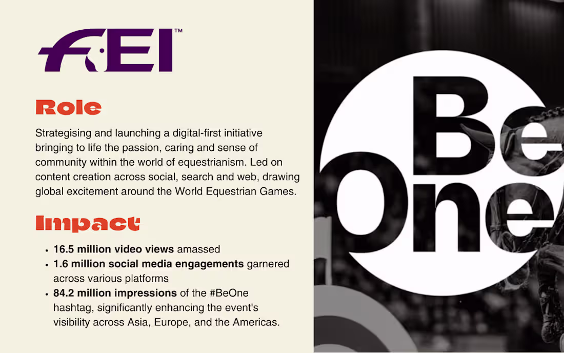Cover image for #BeOne Digital Campaign for World Equestrian Games
