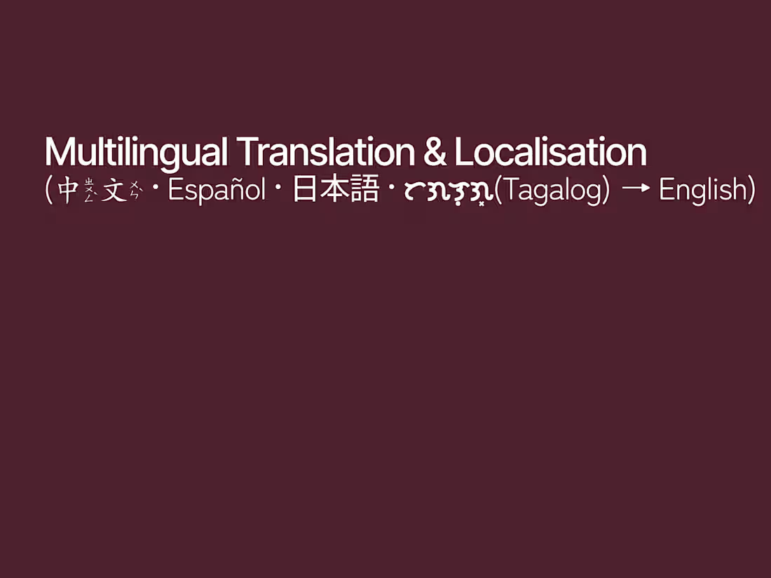 Cover image for Multilingual Translation & Localisation to English