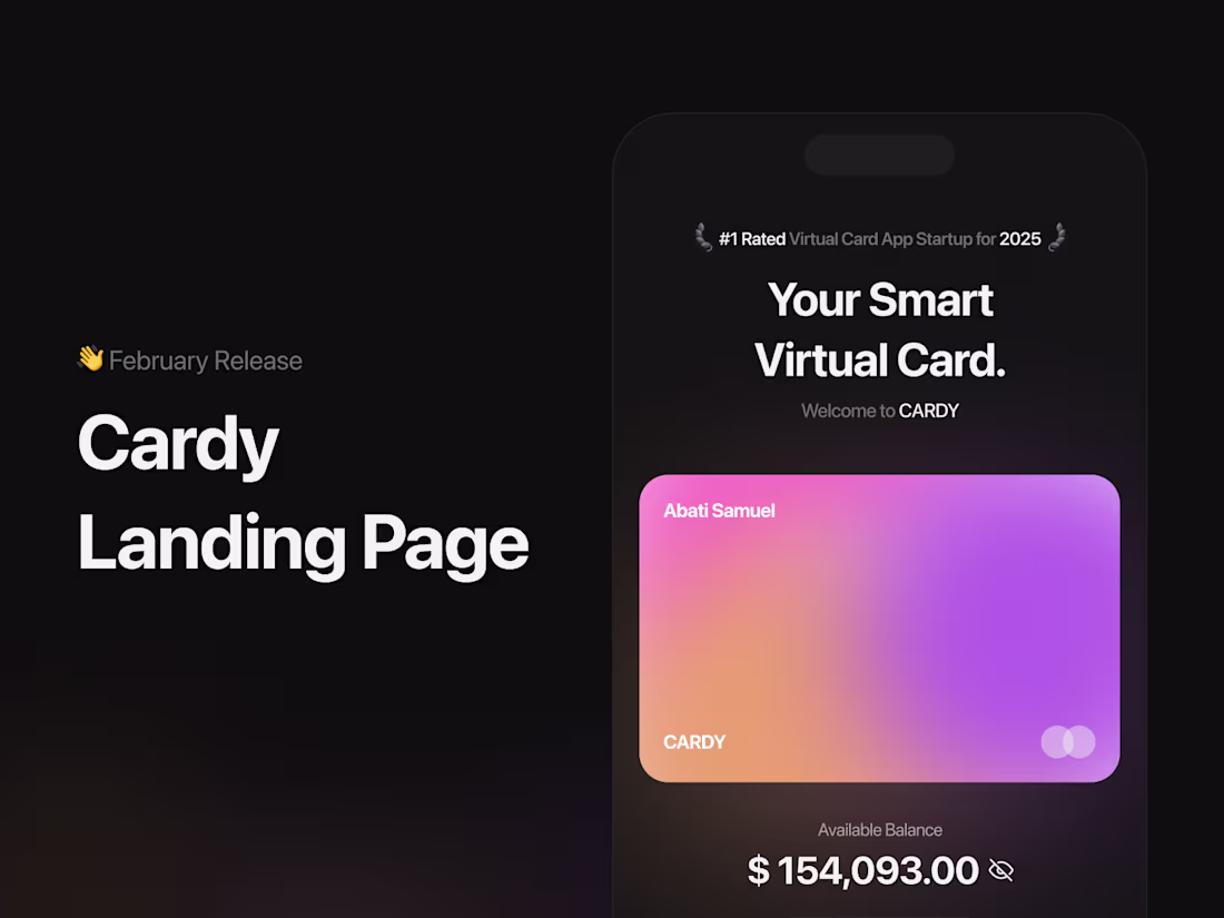 Cover image for Cardy Landing Page Design & Development - Personal Project