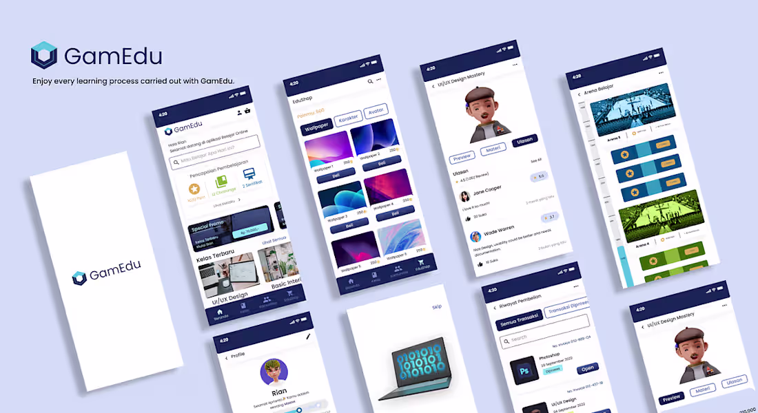 Cover image for UX Case Study: GamEdu — Perancangan Aplikasi Pembelajaran dan K…