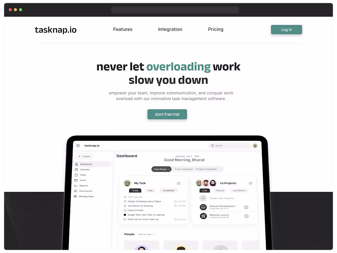Cover image for tasknap.io - task and project management app for teams
