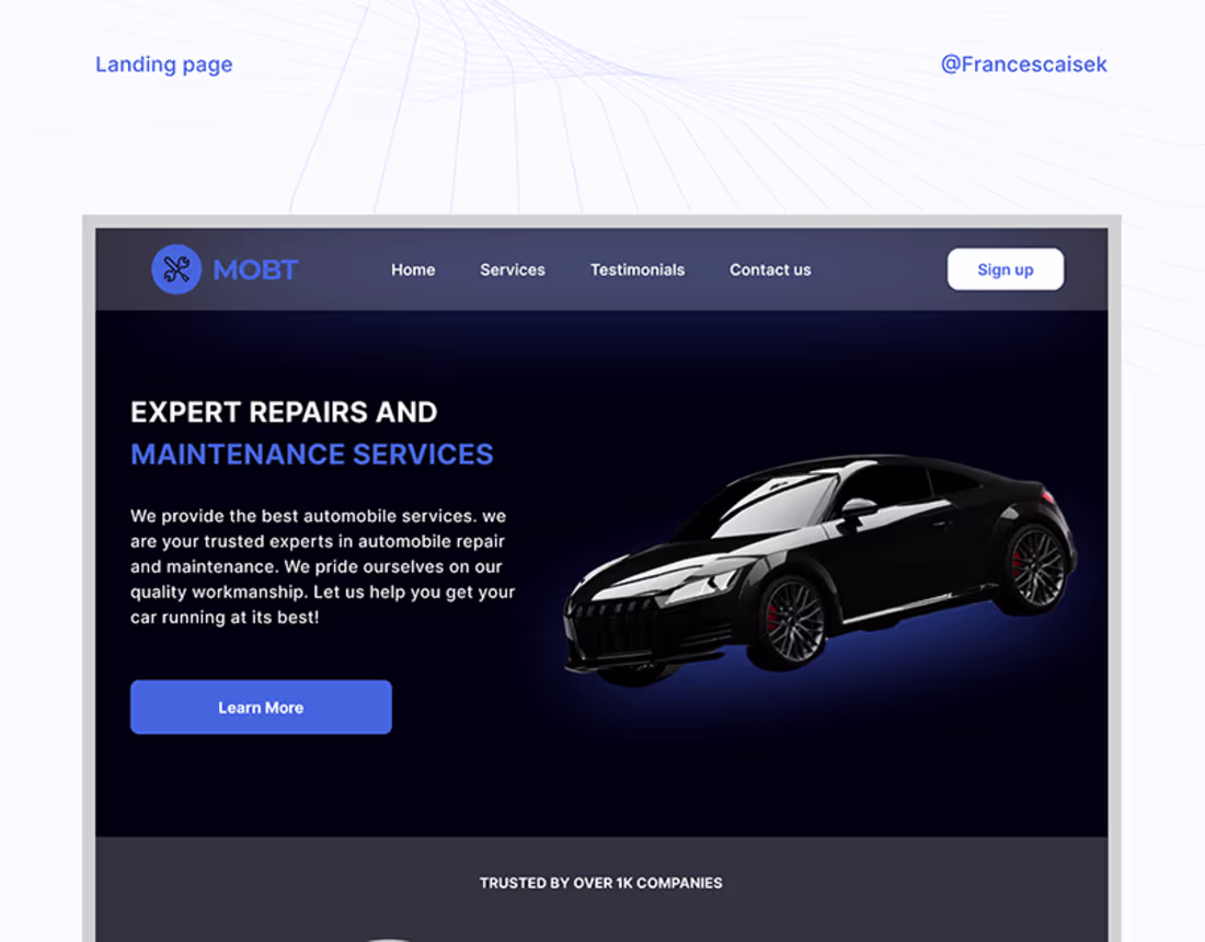Cover image for Auto Mobile Landing page on Behance