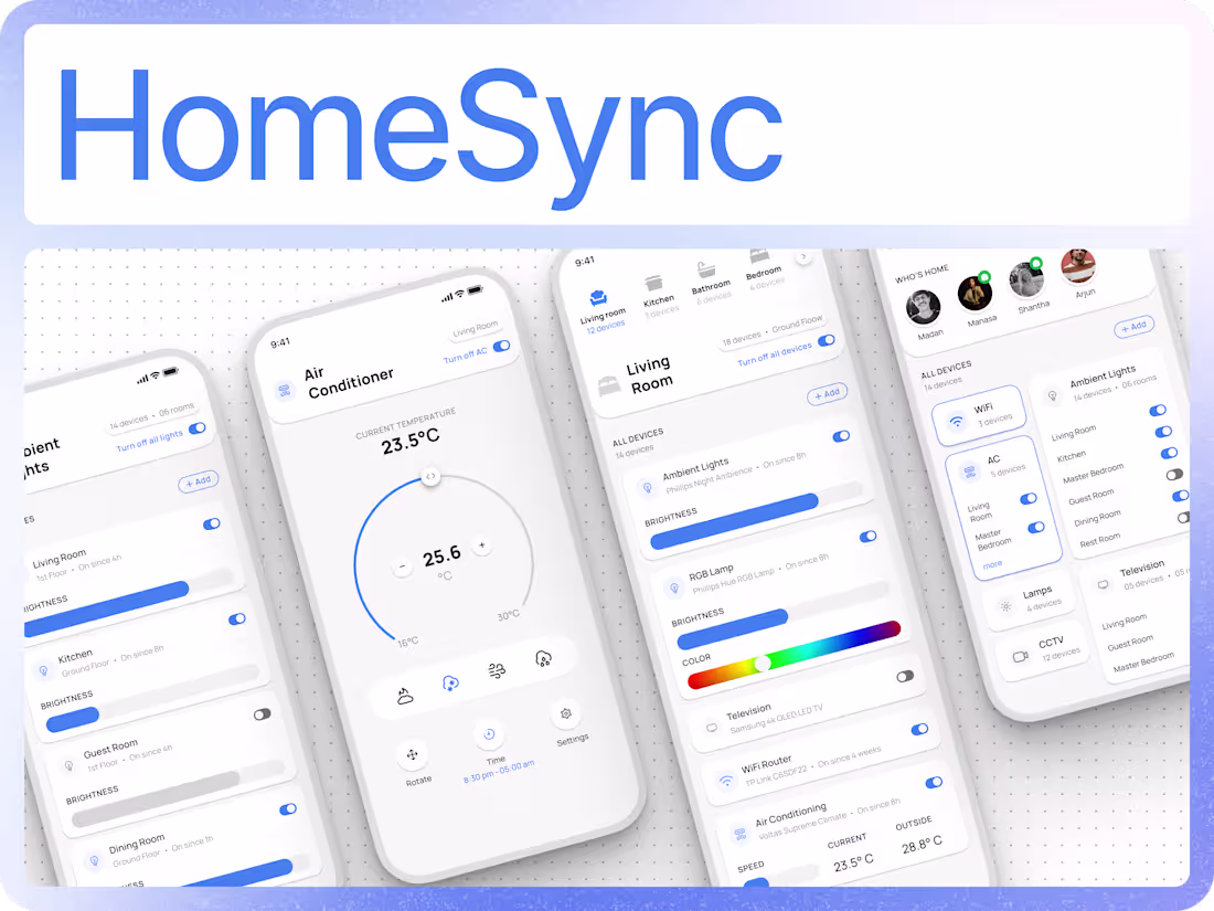 Cover image for HomeSync | Smart Home App Interface Design