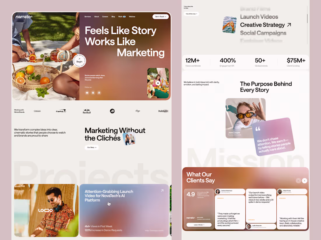 Cover image for SaaS Marketing Website UI/UX Design for Storytelling Brand
