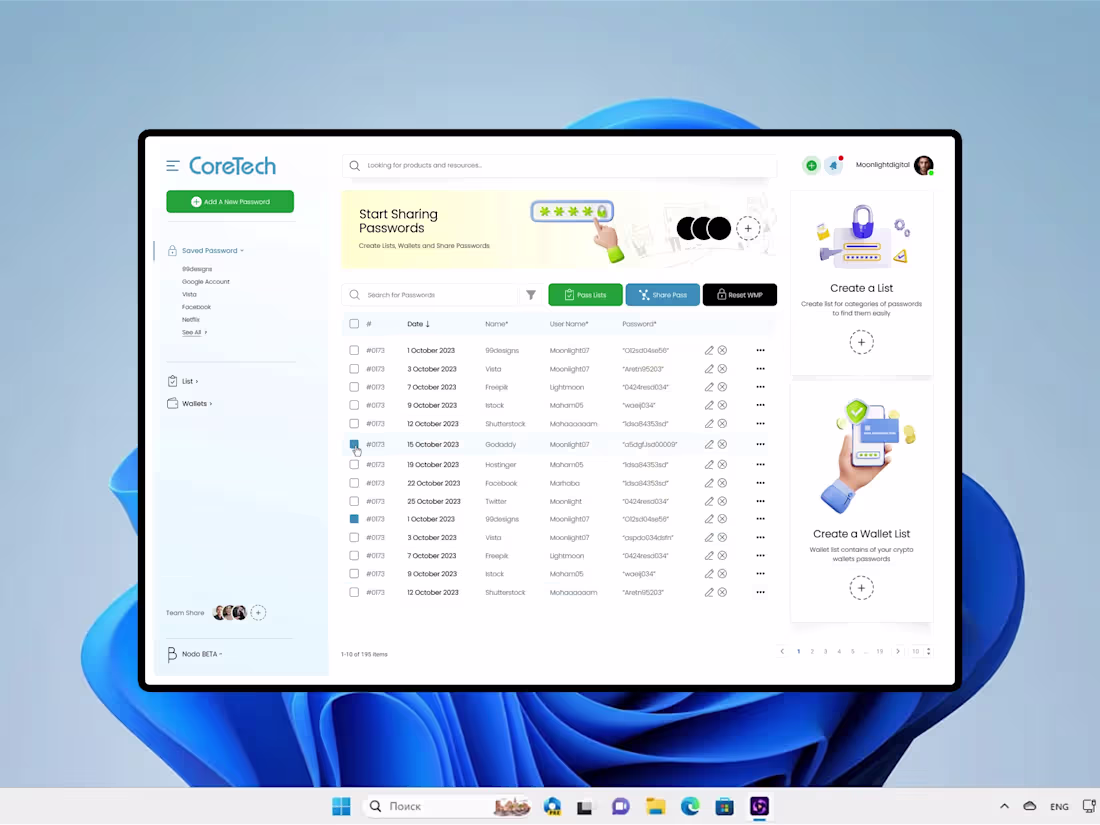 Cover image for 🔒Password Management Dashboard UI Design