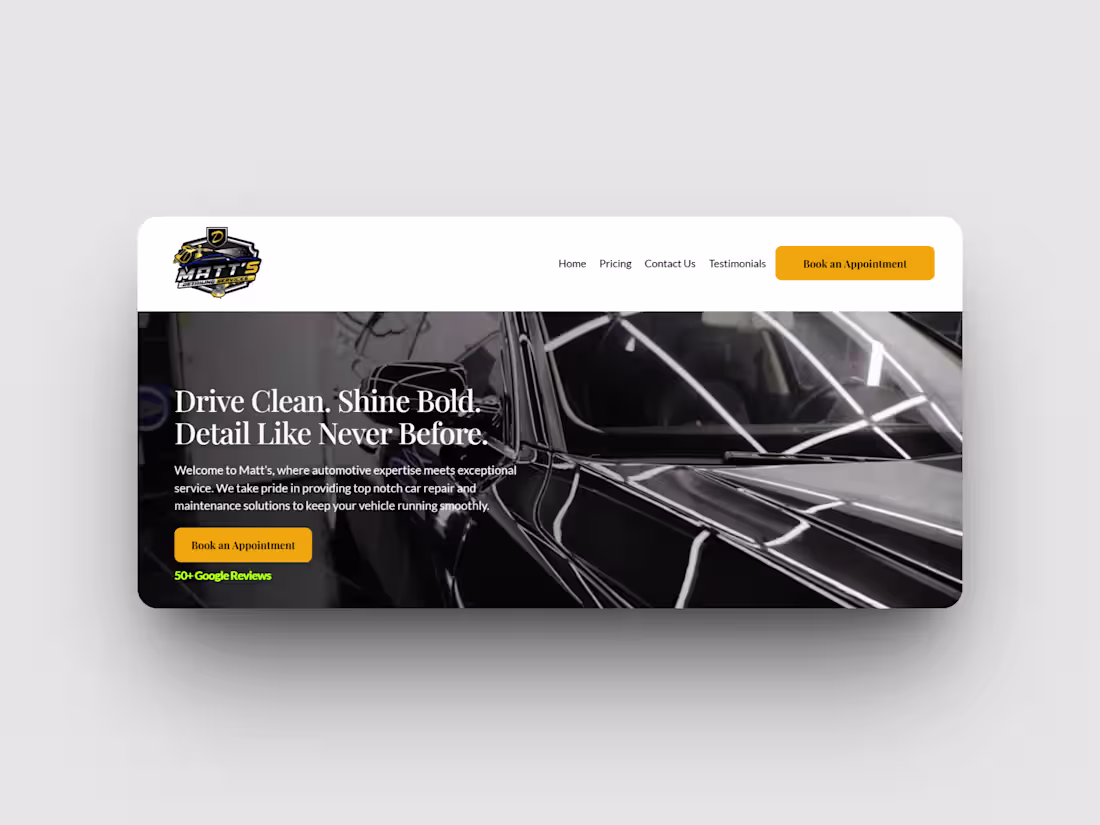 Cover image for Car Detailing Website Designed a clean, modern, and mobile f...