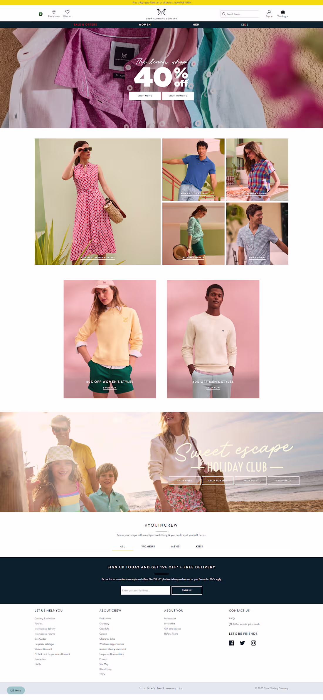Cover image for CREW, an E-commerce homepage designed for Men & Women Clothing