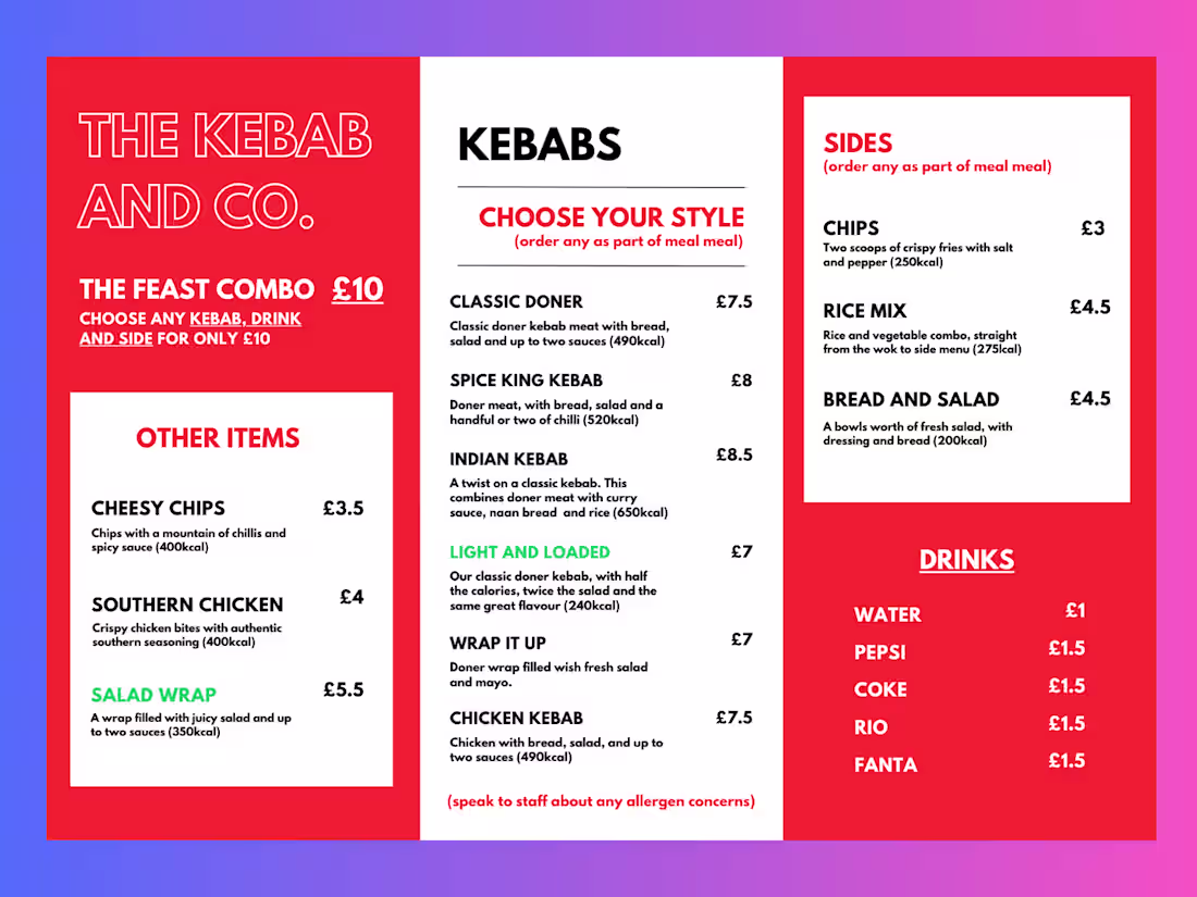 Cover image for Kebab Takeout Menu Design